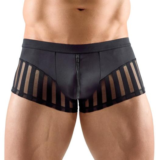 Boxer rayé en résille ouvrable avec fermeture éclair