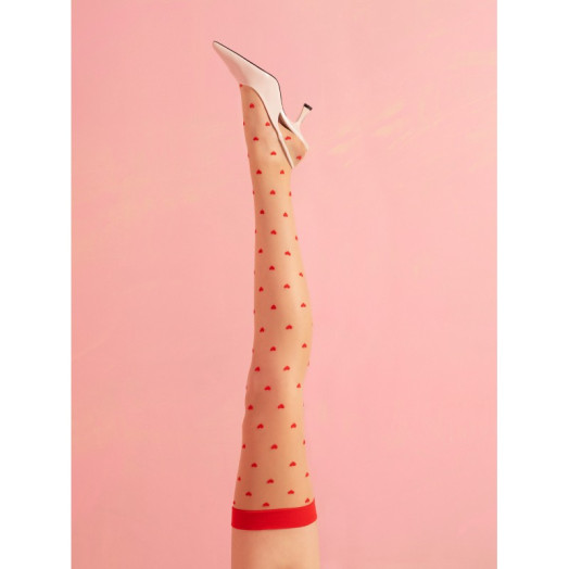Bas en voile avec motif de coeurs de la marque de lingerie Fiore