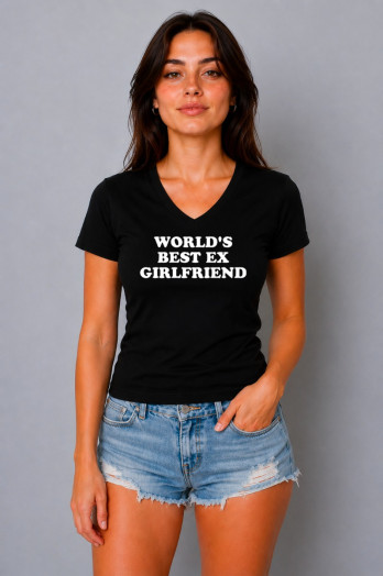 T-shirt en coton noir imprimé World's best ex girlfriend