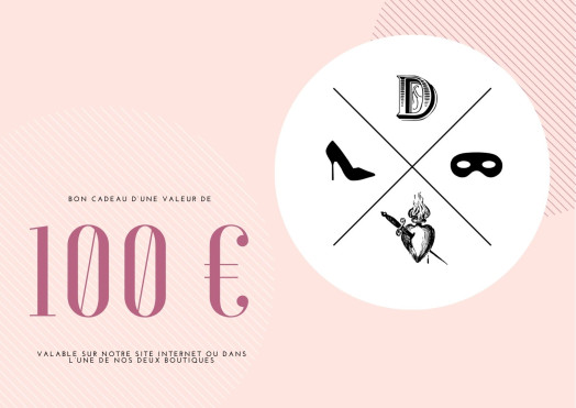 Bon cadeau à offrir d'une valeur de 100€. Il peut s'utiliser en plusieurs fois, sur notre site ou dans nos boutiques et est valable pendant 12 mois.