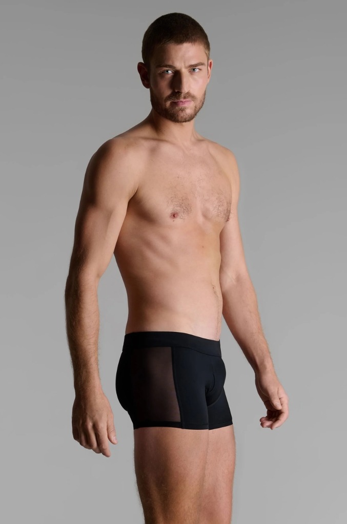 Boxer homme en microfibre et tulle ultra transparent, avec poche ouvrable sur l&#039;avant