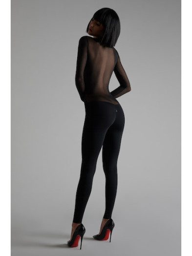 Combinaison intégral en microfibre très douce et manches et dos tout en tulle transparent