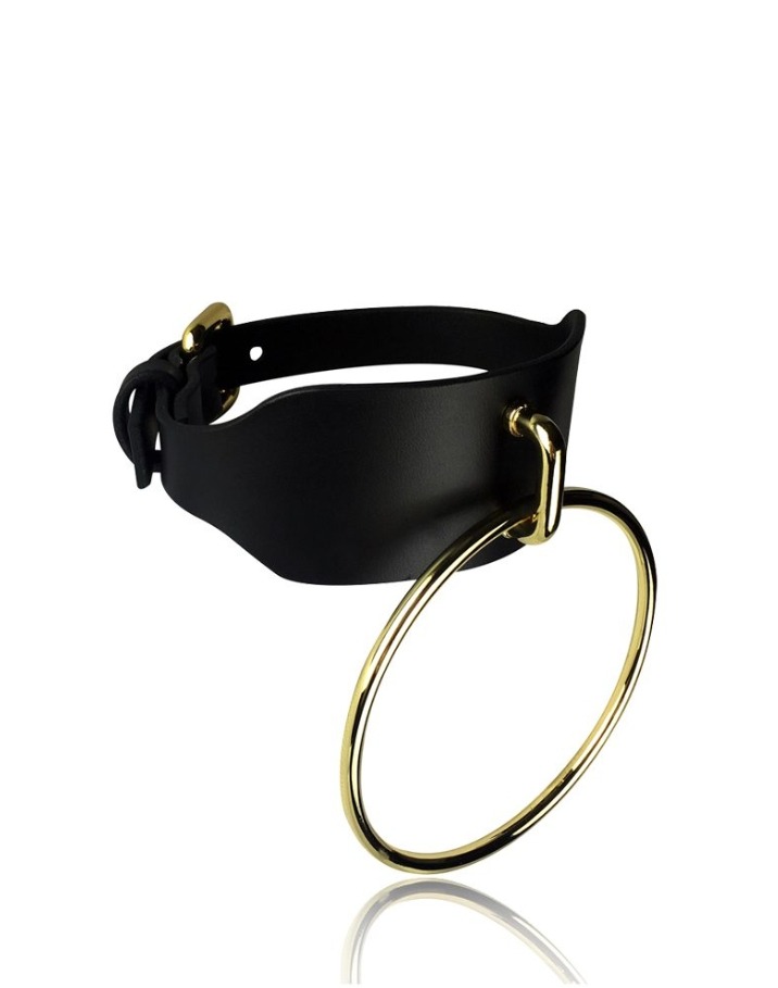 Collier en cuir Circuit Choker  - Noir et Or