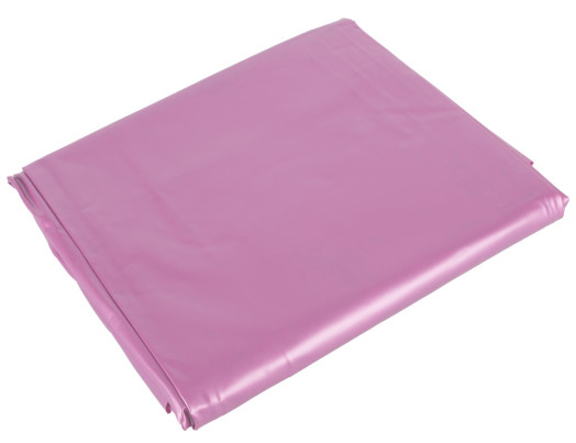 Drap grand format en vinyle rose mat qui protège le lit ou le sol lors de jeux ou massages nuru