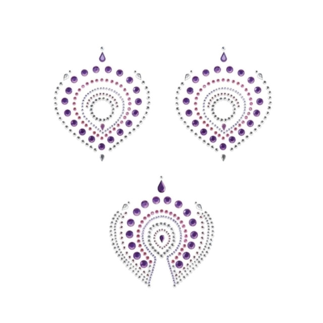 Nippies adhésifs en strass violet et rose