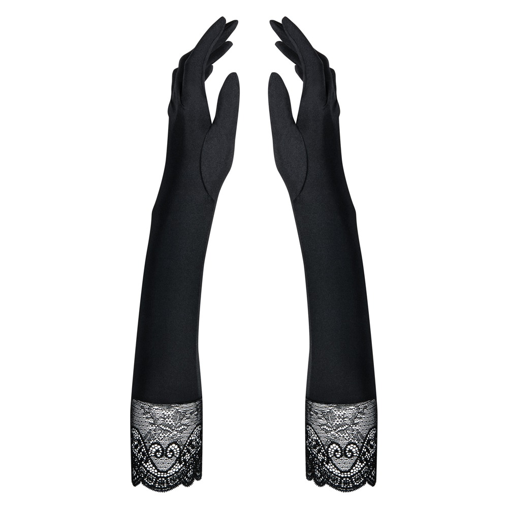 Gants opaque avec bordure en dentelle florale qui habillent les bras et magnifient les parures