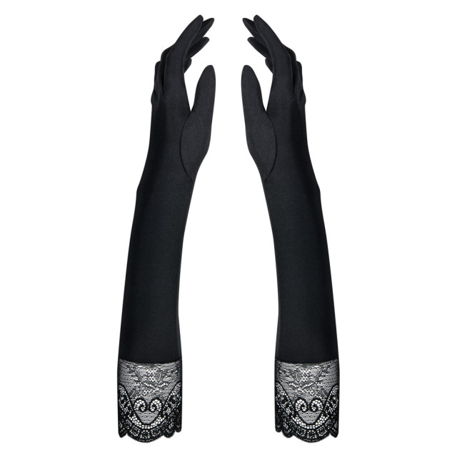 Gants opaque avec bordure en dentelle florale qui habillent les bras et magnifient les parures