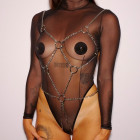 Body harnais en chaînes en acier argenté