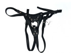 Harnais pour gode-ceinture - Cuir souple noir
