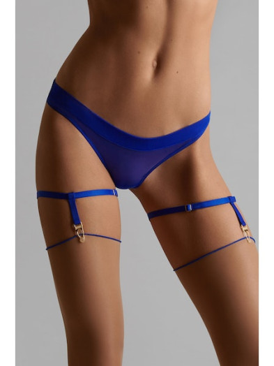 Jarretelles en élastique bleu et or, taille uniques elles sont réglables pour s'adapter à tous les corps