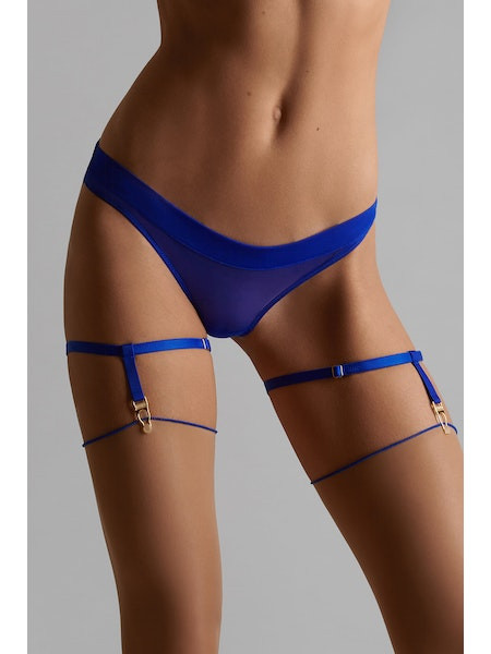 Jarretelles en élastique bleu et or, taille uniques elles sont réglables pour s'adapter à tous les corps
