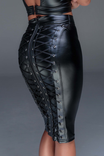 Jupe crayon en wetlook avec laçage sur les fesses effet coset