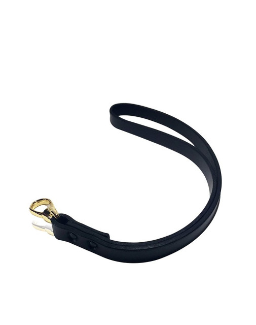 Laisse en cuir tannage végétal et attache plaquée or 24 carats de la collection E.l.f Zhou London