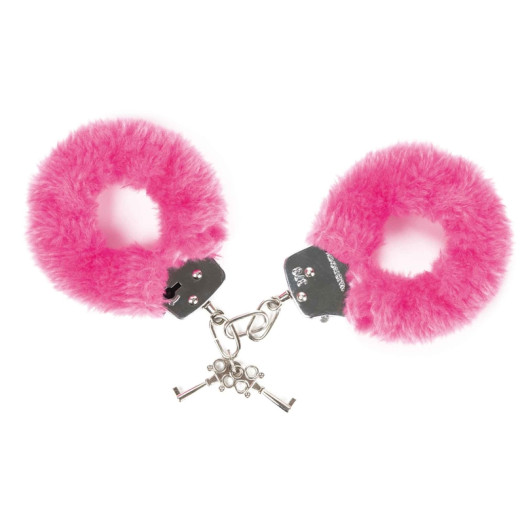 Menottes toutes douces en fourrure rose ouvrables sans la clé