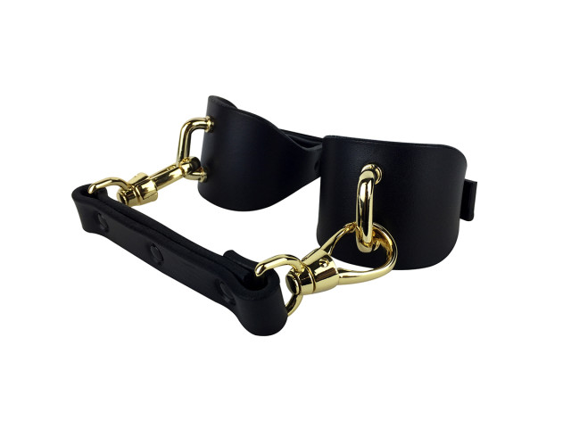 Menottes en cuir tannage végétal et attaches plaquées or 24 carats