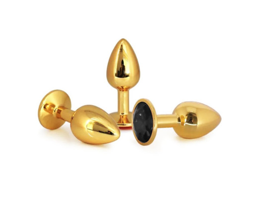 Plug anal doré avec cristal noir, taille M de la marque Clara Morgane