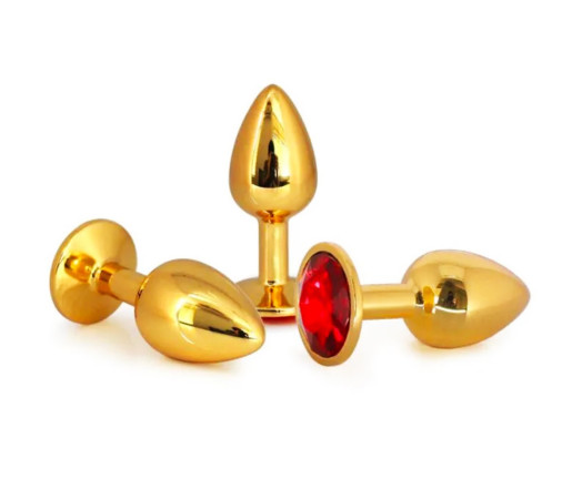 Plug anal doré avec cristal noir, taille M de la marque Clara Morgane