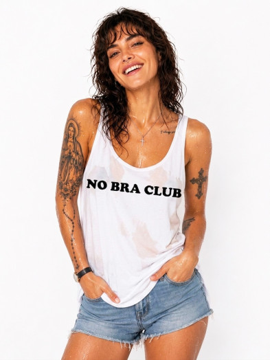 Débardeur blanc imprimé No bra club