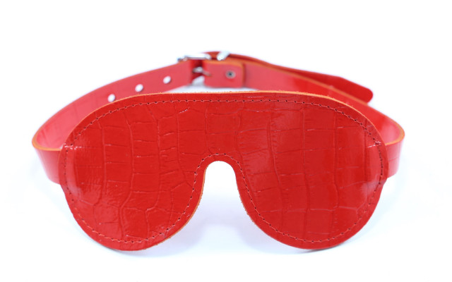 Masque occultant en cuir effet croco - Rouge