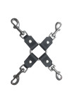 Attache en croix avec 4 mousquetons en cuir noir