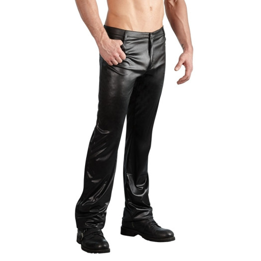 Pantalon en wetlook noir avec poches