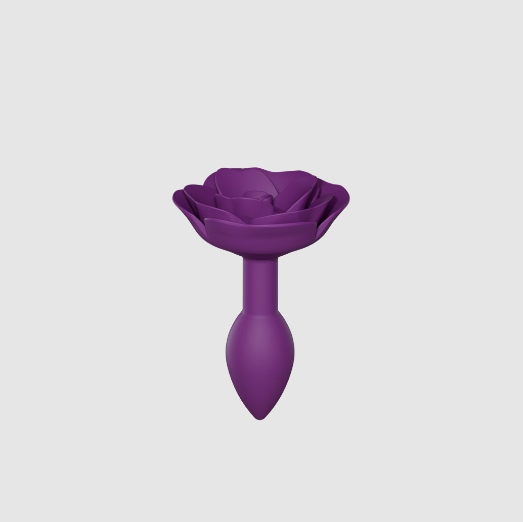 Plug anal en silicone avec butée en forme de rose - Taille S