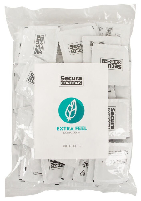 Pack de 100 préservatifs extra feel Secura condoms en latex extra fin