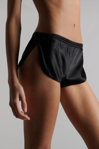 Mini short taille basse, 100% soie naturelle, avec ceinture élastique froncée à la taille