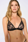 Soutien-gorge triangle en dentelle avec crochets dorés - Evasion Sensuelle