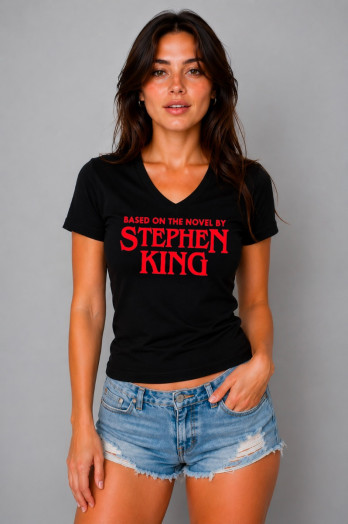 T-shirt en coton noir imprimé Based on the novel by Stephen King
