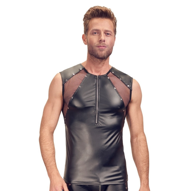 T-shirt homme en wetlook avec empiècement de résille