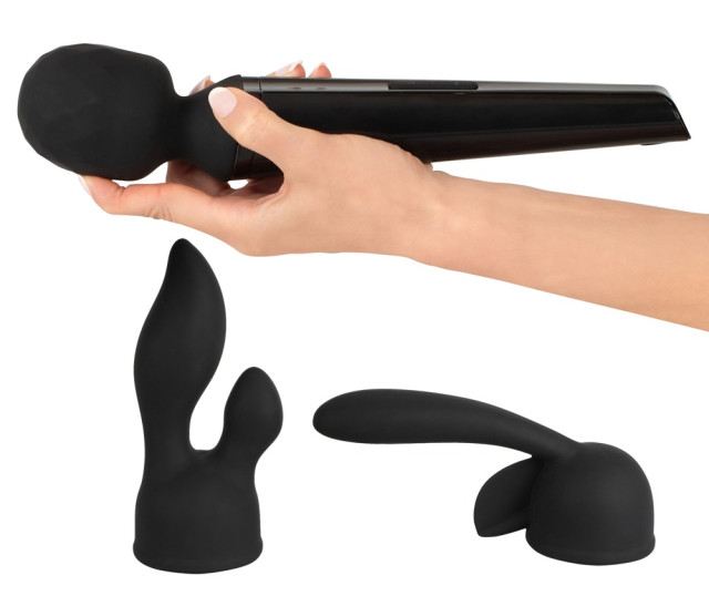 Wand vibrante rechargeable et waterproof avec deux têtes de stimulation amovibles pour satisfaire tous les corps